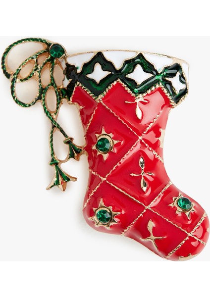 Yılbaşı Temalı Çorap Şekilli Broş