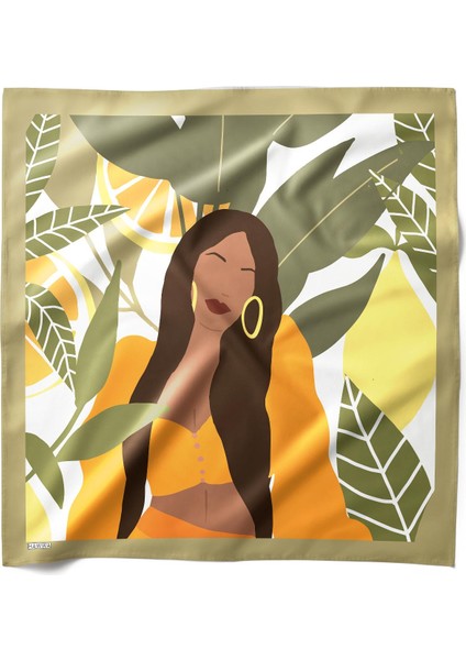 Tropikal Kadın Desenli Bandana Fular