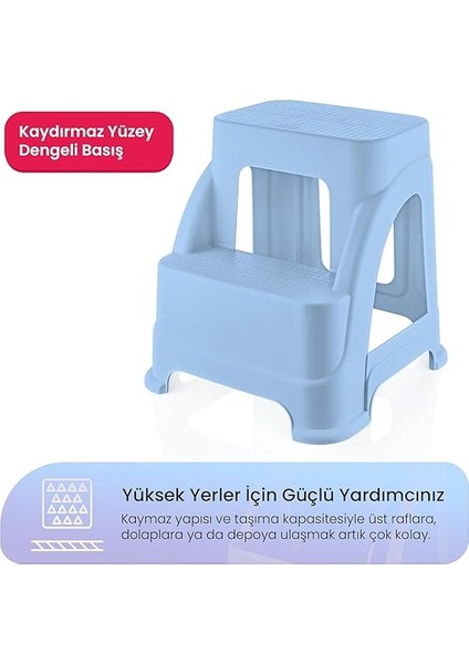 Life Merdivo 2 Basamaklı Büyük Boy Merdiven – Kaymaz Taban, Hafif ve Dayanıklı (Mavi) fiyatları