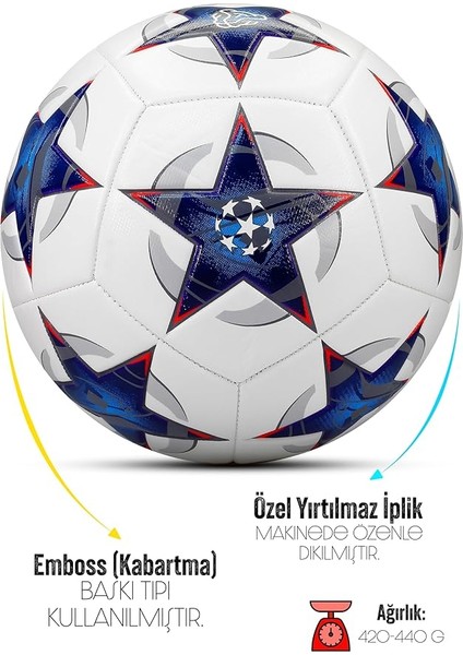 Set Futbol Topu Tekmelik Şampiyonlar Ligi Pompalı Sert Zemin Halı Saha Futbol Topu Mavi No:5 modelleri