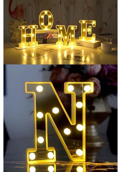 Gitti Dekoratif LED Işıklı 3D N Harfi Büyük Boy Organizasyon Doğum Günü Kutlama (N)