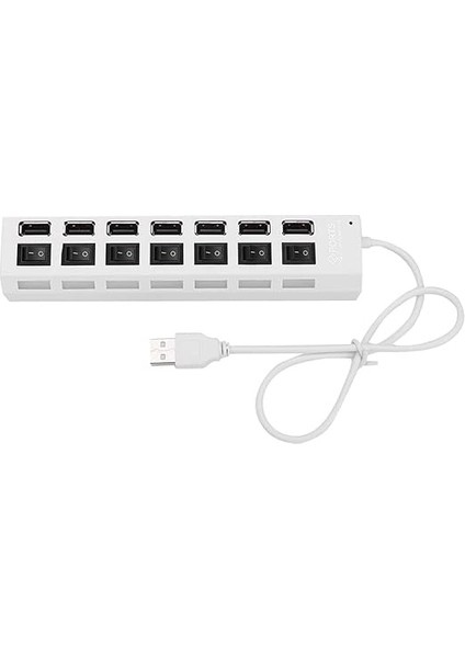 7 Portlu 2.0 USB Hub Çoklu USB Çoklayıcı Splitter Power Tuşlu Adaptör Beyaz modelleri