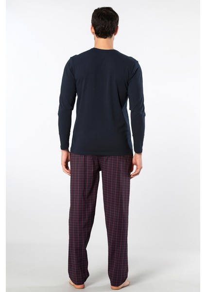 Erkek Poplin O Yaka Uzun Kollu Pijama Takım 2239/BORDO 1 modelleri