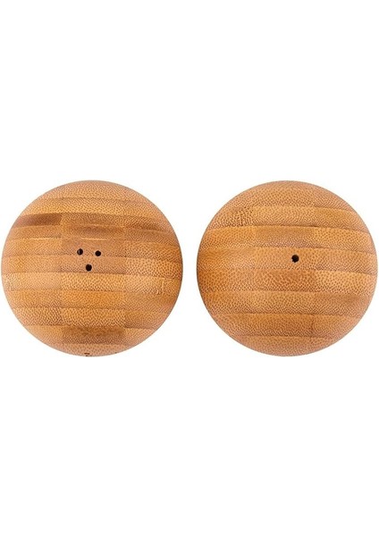 Bambu Top Tuzluk ve Biberlik 2'li Set, Küre Şeklinde Bambudan Ahşap Tuzluk Biberlik Seti Ikili - Şirin Mutfak Dekorasyonu, Açık Kahverengi Evde Restaurantta Lokantada Dayanıklı Şık Kullanım