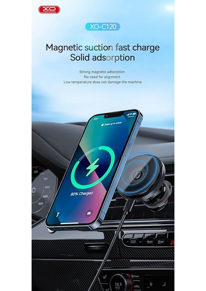 CX015 Magsafe ile Uyumlu Hızlı Şarj Araç Içi Telefon Tutucu, 15W Kablosuz Şarj, 360° Dönebilen, Havalandırma Montajlı, Siyah fiyatları