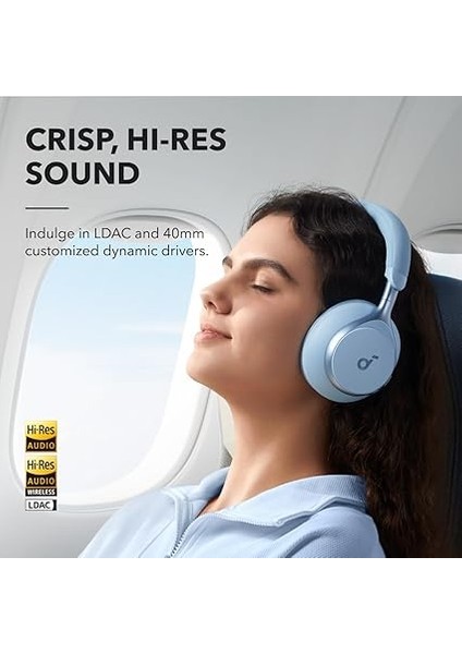 By Anker Space One, Aktif Gürültü Önleyici Kulaklık, 2 Kat Daha Güçlü Insan Sesi Azaltma, 40 Saat Anc Çalma Süresi, Uygulama Kontrolü, Ldac, Rahat Uyum, Net Aramalar, Bluetooth 5.3, Mavi fiyatları