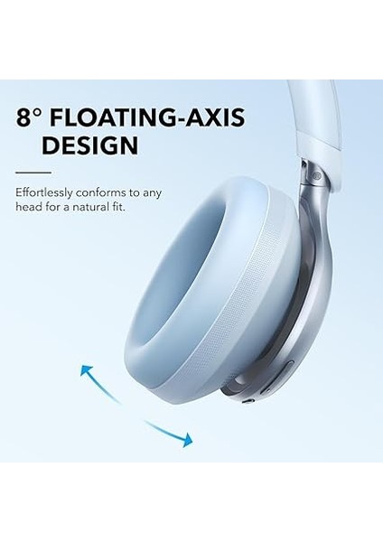 By Anker Space One, Aktif Gürültü Önleyici Kulaklık, 2 Kat Daha Güçlü Insan Sesi Azaltma, 40 Saat Anc Çalma Süresi, Uygulama Kontrolü, Ldac, Rahat Uyum, Net Aramalar, Bluetooth 5.3, Mavi fırsatları