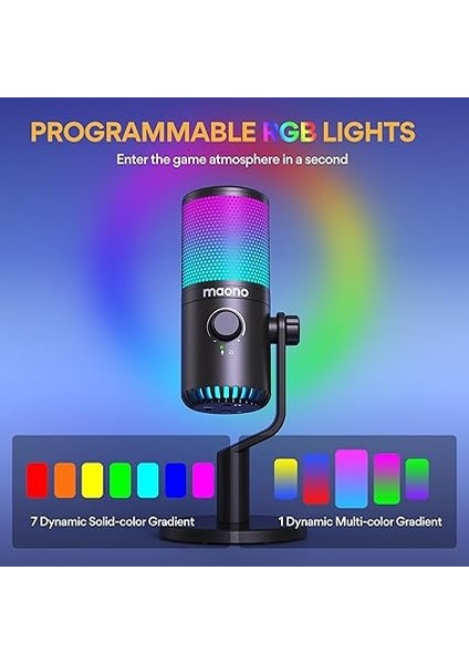 Oyun USB Mikrofon, Programlanabilir Pc Kondenser Mikrofon, Rgb Işıklı, Sessiz, Kazanç, Akış, Podcast, Twitch, Youtube, Discord, Ps5, Ps4, Bilgisayar, Gamerwave DM30 Rgb Için Sıfır Gecikme Izleme fırsatları
