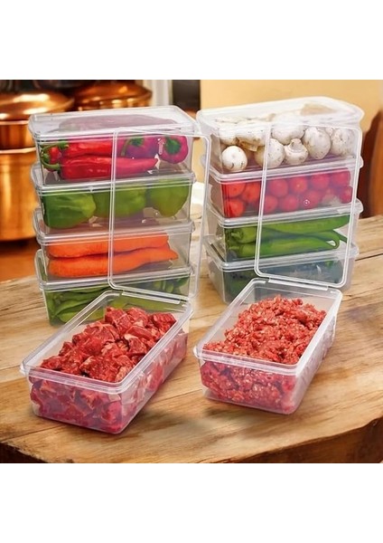 5 Adet 2 Lt. 5 Adet 1 Lt. Kendinden Kapaklı Derin Dondurucuya Uygun Buzluk Saklama Kabı Düzenleyici