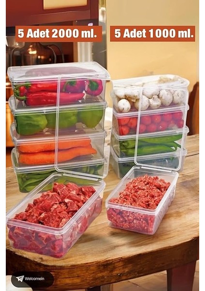 5 Adet 2 Lt. 5 Adet 1 Lt. Kendinden Kapaklı Derin Dondurucuya Uygun Buzluk Saklama Kabı Düzenleyici fiyatları