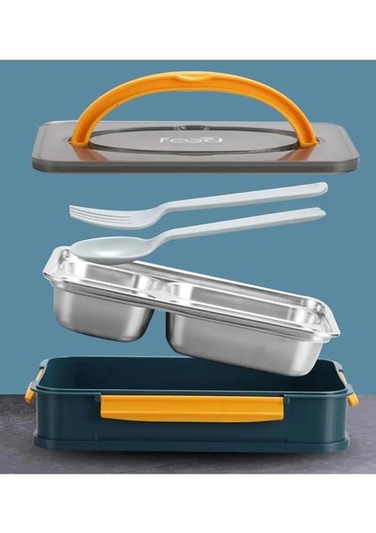 Bento 1000ML Lunchbox Tek Kat 4 Bölme Çelik Sefer Tası Yemek Kutusu (Lacivert-Sarı) modelleri