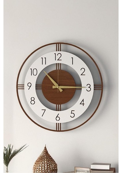 Dekoratif Yeni Modern Mintaka Ahşap Duvar Saati 48CM Kahverengi 48 x 48