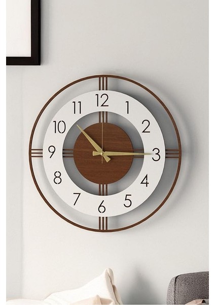 Dekoratif Yeni Modern Mintaka Ahşap Duvar Saati 48CM Kahverengi 48 x 48 modelleri