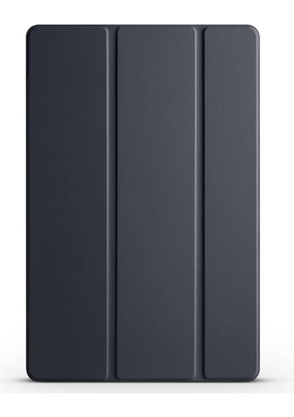 Samsung Tablet ile Uyumlu Tablet Kılıfı Smart Cover Uyku Modlu Standlı Arkası Sert Şeffaf Kapak (Siyah, Galaxy Tab A9 X110)