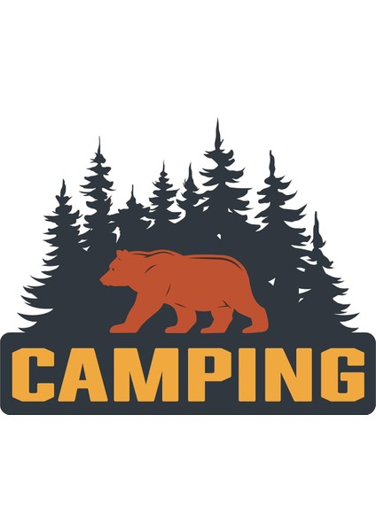 Aksesuar Off Road Camping Adventure Kamp Sticker Offroad Ayı Bear Sticker 14 x 11 cm