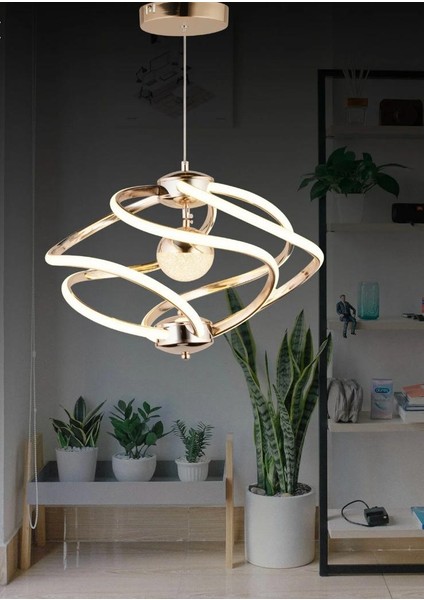 Ld 032 Model Krom 3 Renkli Salon ve Oturma Odası Için Ideal Alüminyum Avize, 45X70