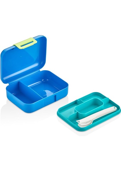 Design Kendinden Kaşıklı 5 Bölmeli 2 Katlı Beslenme Kutusu (Mavi) modelleri