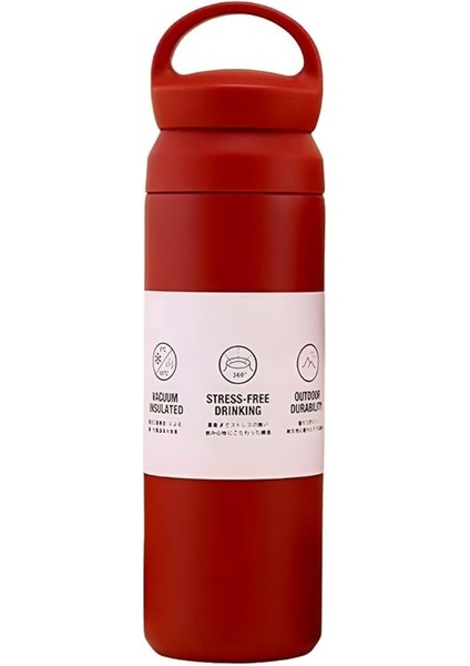 L Çelik 500 ml Kırmızı Kulplu Sıcak Soğuk Vakumlu Termos Suluk CIN910KR