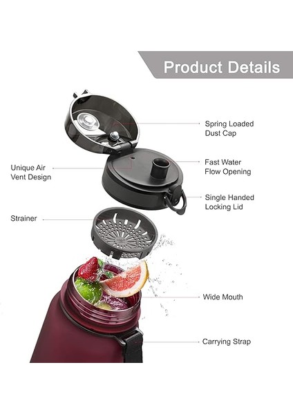 Snatch Tritan Su Matarası - 800ML (Kırmızı (Red)) fiyatları