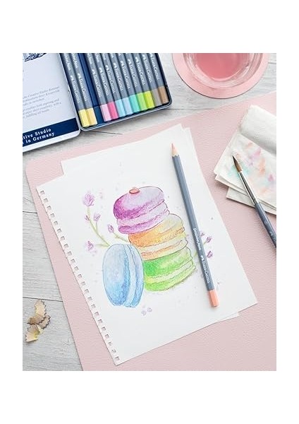 Goldfaber Aqua Boya Kalemi 12’li Pastel Renkler, Yüksek Pigmentli, Suya Dayanıklı, Kolay Açılabilir, Metal Kutulu modelleri