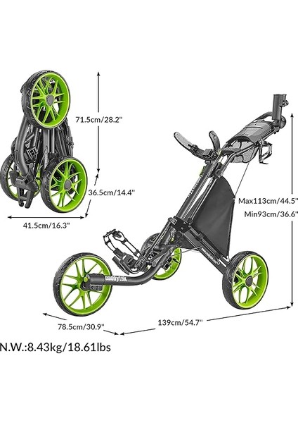 Caddylite Ez Fold Version 8 Golf Taşıma Arabası– Katlanabilir, Hafif, 3 Tekerlekli, Kolay Saklama Için Tek Tıkla Katlama fiyatları