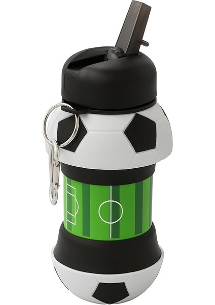 Store Futbol, Basketbol ve Tenis Topu Şeklinde Katlanabilir Matara, 0.5l Silikon Spor Su Şişesi, Taşınabilir ve Hafif (Futbol) indirimleri