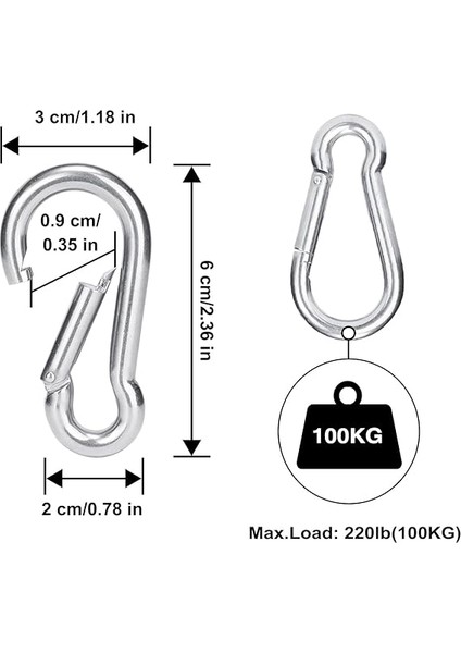Karabina Kanca 304 Paslanmaz Çelik Güneş Tentesi Aksesuarı Paslanmaz Çelik Karabina Güneş Koruması Sabitleme Yelken Güneş Tentesi Hamak Boks Torbası Kamp Balıkçılık fırsatları