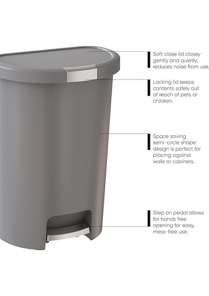 Deco 13 Galon Step-On Çöp Kutusu ve Kapaklı Geri Dönüşüm Kutusu, Mutfak Atıkları Için, Gümüş fiyatları