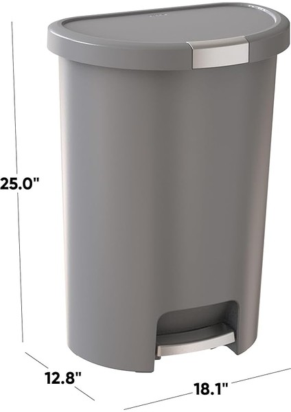 Deco 13 Galon Step-On Çöp Kutusu ve Kapaklı Geri Dönüşüm Kutusu, Mutfak Atıkları Için, Gümüş modelleri