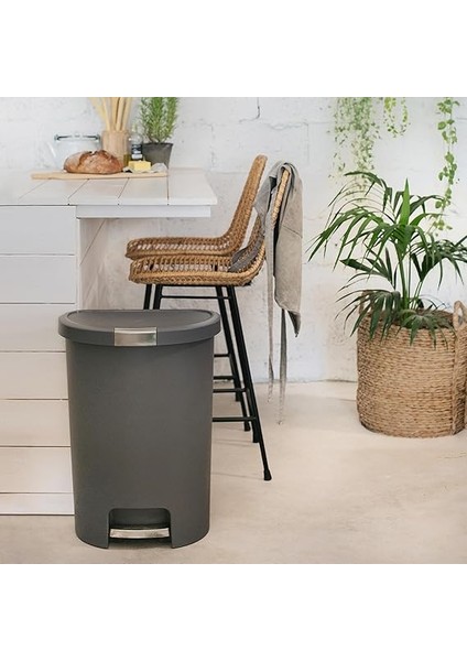 Deco 13 Galon Step-On Çöp Kutusu ve Kapaklı Geri Dönüşüm Kutusu, Mutfak Atıkları Için, Gümüş fırsatları