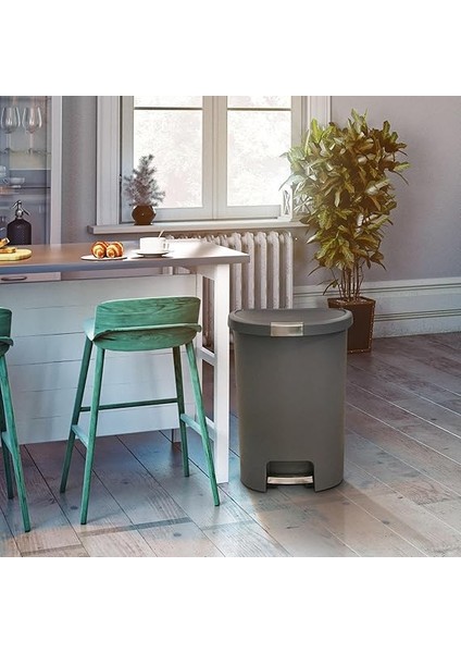 Deco 13 Galon Step-On Çöp Kutusu ve Kapaklı Geri Dönüşüm Kutusu, Mutfak Atıkları Için, Gümüş indirimleri