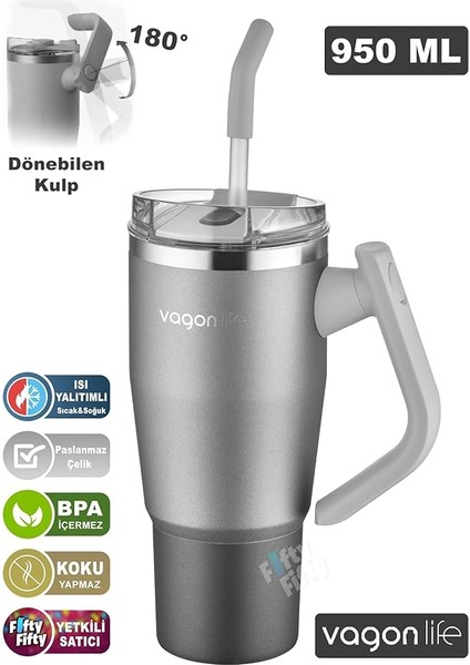 Rotate Handle Tumbler Cup 0.94ML/34OZ Pipetli/rahat Içim Vakumlu Paslanmaz Çelik TERMOS-FFVGN1007-950ML fiyatları