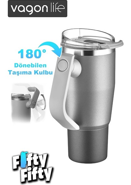 Rotate Handle Tumbler Cup 0.94ML/34OZ Pipetli/rahat Içim Vakumlu Paslanmaz Çelik TERMOS-FFVGN1007-950ML modelleri