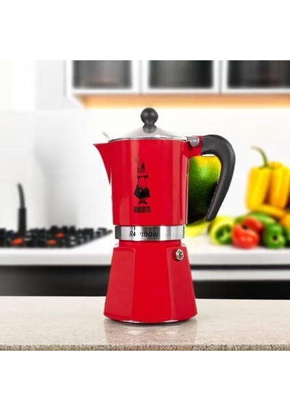 - Rainbow: 6 Cups Ocak Üstü Espresso Pişirici - 250ML - Kırmızı Renk - Alüminyum Gövde - Patentli Güvenlik Valfi - Tüm Ocak Türleri Için Uygundur (Indüksiyon Hariç) indirimleri