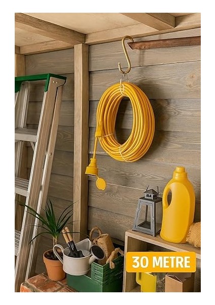 Seyyar Uzatma Kablosu, Erkek ve Dişi Fiş Kaplinli, Kapaklı Prizli, 3x2.5 Mm, Kalın Kablo, Bahçe, Şantiye, Atölye ve Dış Mekan Kullanımına Uygun, Güvenli Güç Bağlantı Kablosu (30 Metre) fiyatları