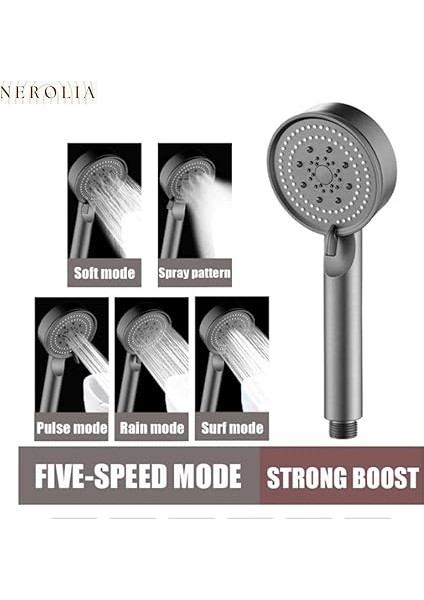 Turbo Duş Başlığı / 5 Fonksiyonlu Yüksek Basınçlı El Duşu (Siyah), NBB213 fiyatları