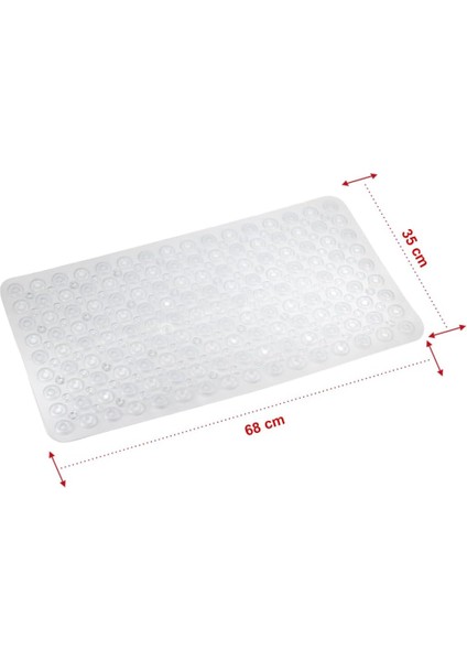 Mark Premium Serisi Banyo - Küvet Içi Kaydırmaz Vantuzlu Oluklu Desenli Diktördgen Paspas 67,5 x 34,5 Cm, Şeffaf modelleri