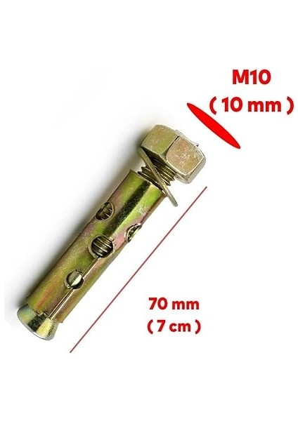 Gömlekli M10 Çelik Dübel Uzunluk 70 mm (8 Adet) Klima, Tv, Raf, Dolap Montaj Güvenli Sabitleme fiyatları