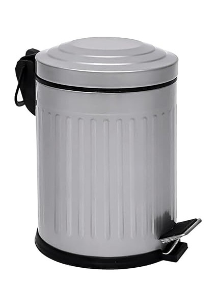 5-12- 16 Lt Vintage Serisi Amortisör Kapaklı Çöp Kovası (Banyo - Mutfak - Tuvalet - Balkon) (Gri, 5 Litre)