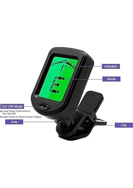 Akustik/ Gitar, Ukulele, Keman, Bas, Kromatik Tuning Modları Için Profesyonel Klipsli Gitar Tuner Gitar Tuner (1 Paket) fırsatları