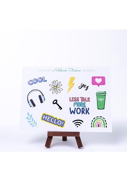 Renkli Notebook Sticker Seti, Work, A5 2 Sayfa