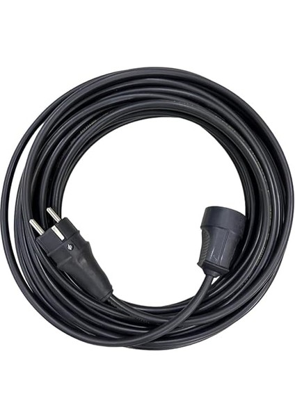 Ttr Topraklı Siyah Kauçuk Seyyar Uzatma Kablosu (15 Metre)
