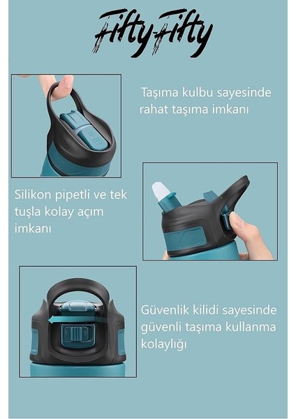 Pipetli Çelik Termos 520 ml 4 Farklı Renk 12 Saate Kadar Yalıtım modelleri