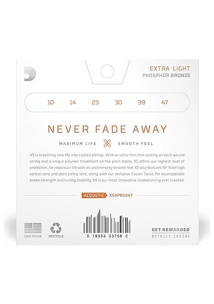Gitar Telleri - Xs Fosfor Bronz Kaplamalı Akustik Gitar Telleri - XSAPB1047 - Tuning Stabilitesi ile Daha Fazla Kopma Mukavemeti - 6 Telli Gitar Için - 10-47 Ekstra Hafif fiyatları
