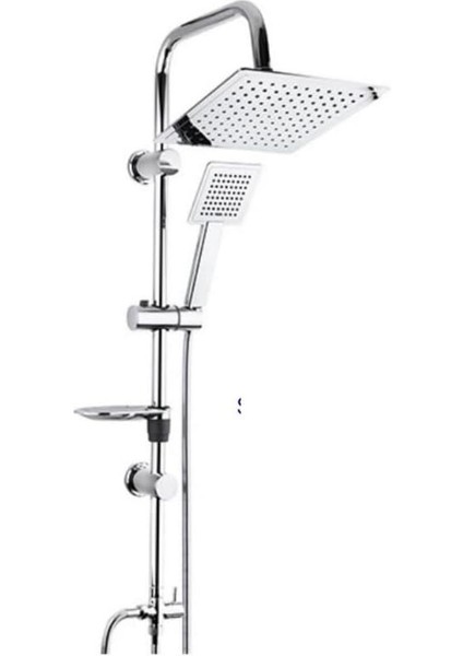 Duş Sistemi Seti, Tepe Duş Başlığı ve El Duşu, Pirinç Yönlendirici, Paslanmaz Çelik, Abs Sabunluklu (Ckkrom Dubai)