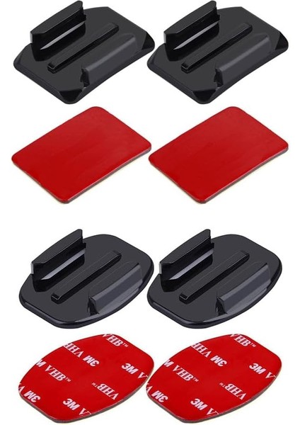 Aksiyon Kameralara Uyumlu 2 Adet Düz 2 Adet Oval Zemin Aparatı + 3m Yapışkan Bant