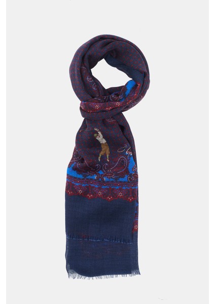 Erkek Lacivert Yün Kaşkol