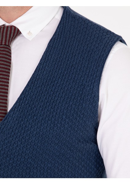 Erkek Lacivert Triko Yelek 50263171-VR120