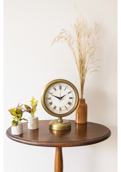 25 x 20 cm Eskitme Vintage Gold Masa Saati