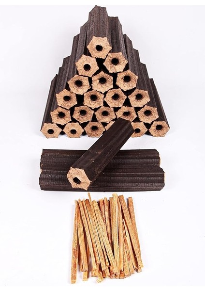 Özel Pres Briket Şömine Odunu 20 kg Çıra Hediyeli